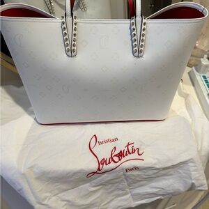 Christian Louboutin White Studded Tote